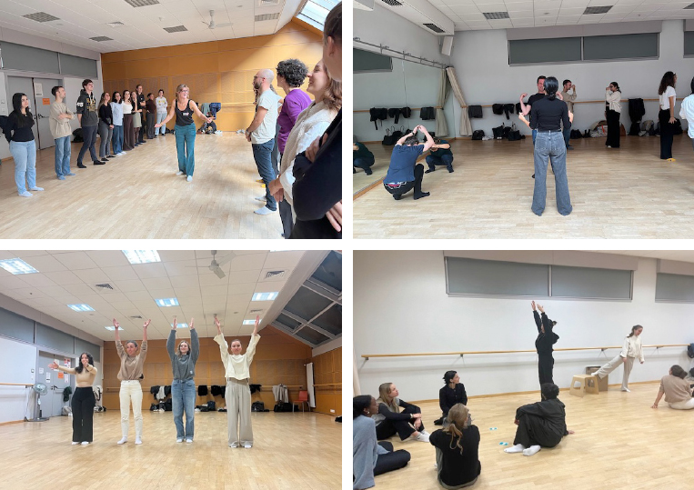 Figura 3 Fotografías de investigación, talleres sobre teatro e improvisación-creación de gestos y coreografías